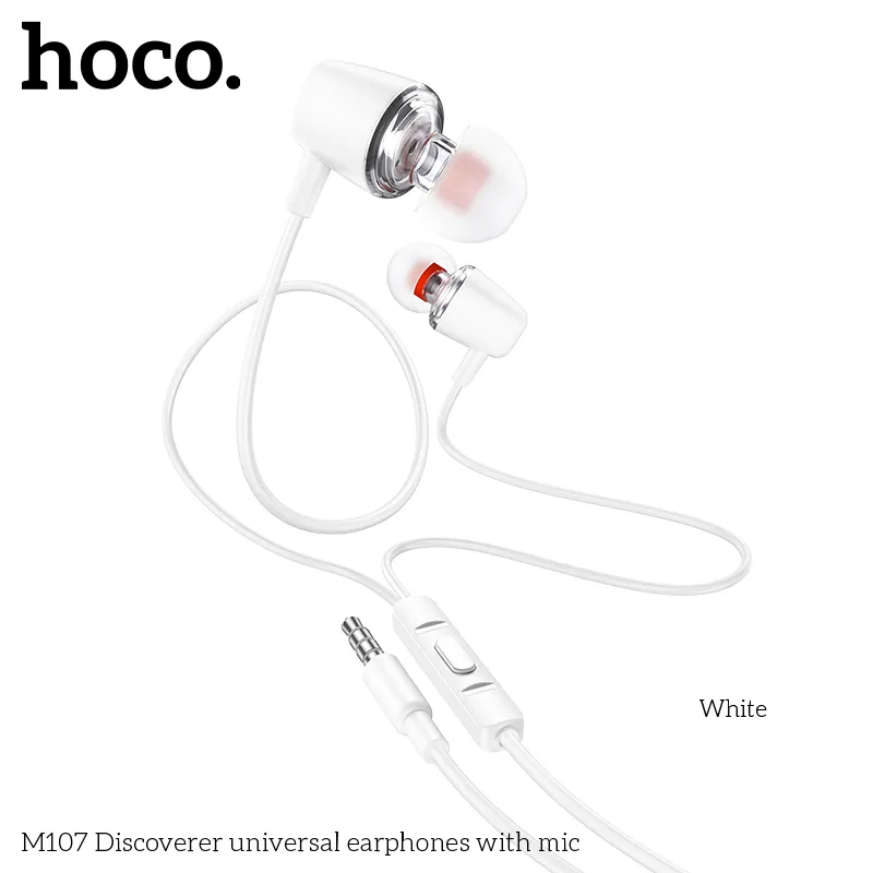 Tai nghe Hoco M107 âm thanh chuẩn với còi 10mm, micrô tích hợp, phù hợp dùng cho đa thiết bị