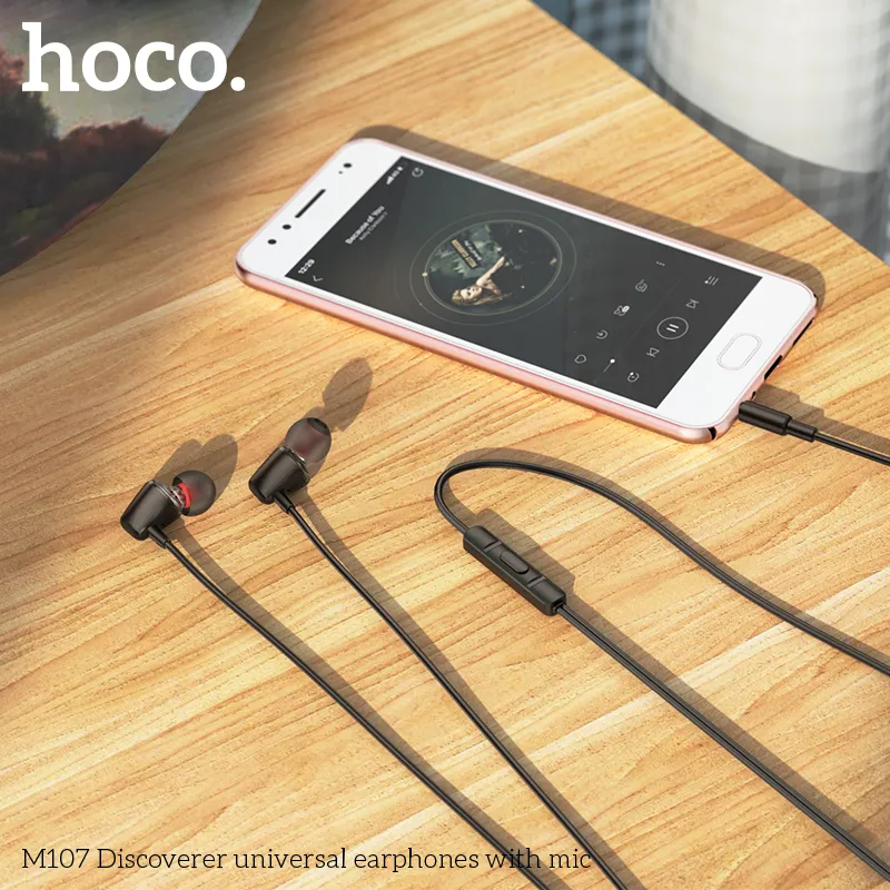 Kích thước tai nghe Hoco M107 nhỏ gọn, dễ mang theo, chiều dài dây vừa phải, trọng lượng chỉ 12g