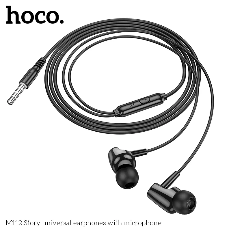 Công năng tai nghe 3.5mm Hoco M112 Story universal tích hợp mic, điều khiển nút bấm tiện lợi