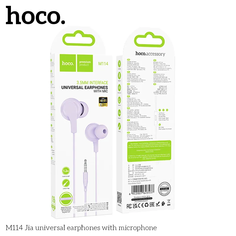 Tai nghe Hoco M114 với thiết kế ergonomic đẹp mắt