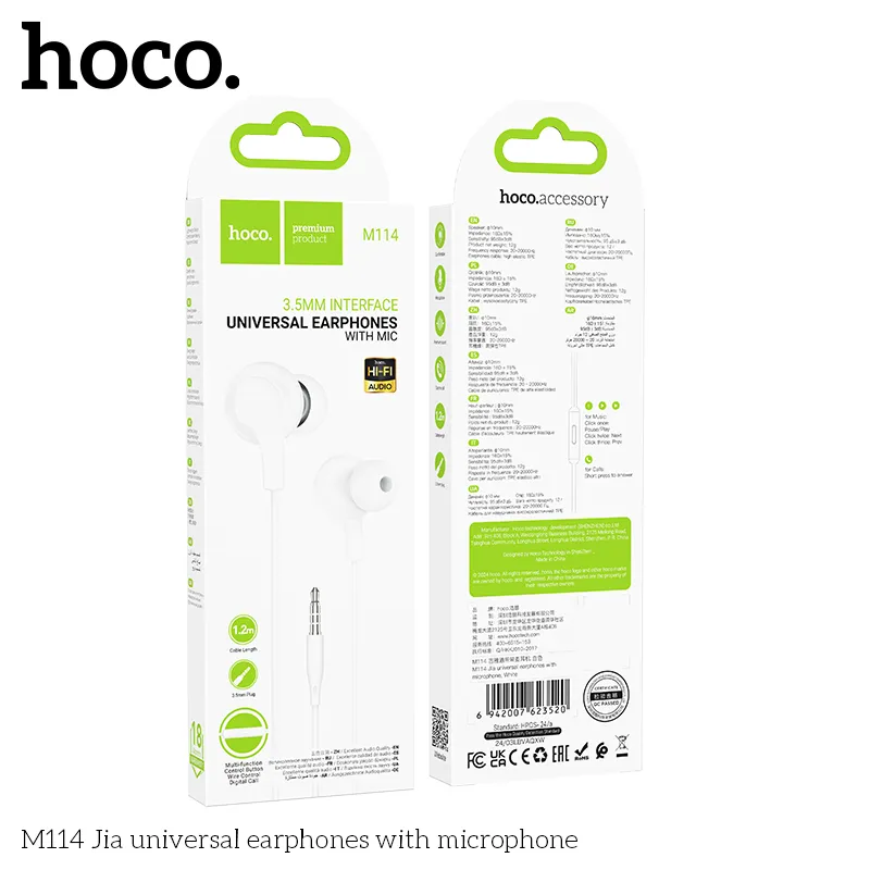 Hoco M114 tai nghe đáp ứng âm thanh chất lượng cao