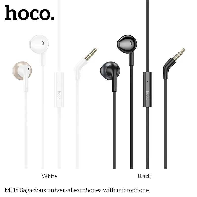 Tai nghe có dây 3.5mm Hoco M115 Sagacious universal với thiết kế nhỏ gọn tiện lợi