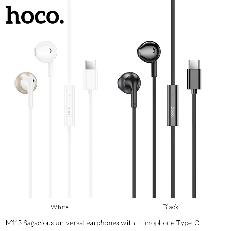 Tai nghe có dây Type-C Hoco M115 Sagacious Universal thiết kế hiện đại, âm thanh chất lượng cao phù hợp mọi điện thoại