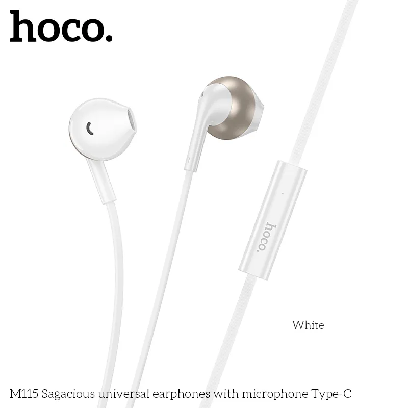 Thiết kế tai nghe Hoco M115 nhỏ gọn, dây bền, màu sắc sang trọng, tiện lợi khi sử dụng