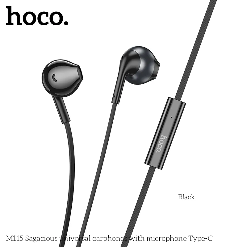 Công năng tai nghe Hoco M115 với loa 14mm, hỗ trợ cuộc gọi và điều khiển trực tiếp trên dây