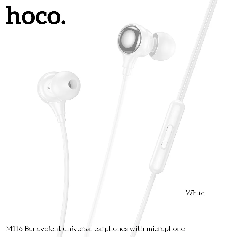 Thiết kế tai nghe Hoco M116 nhỏ gọn, dây dài 1.2m dễ sử dụng