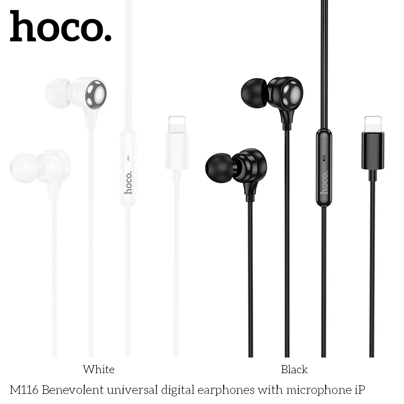 Tai nghe iP Hoco M116 với thiết kế dây chắc chắn và âm thanh kỹ thuật số chuẩn LDAC