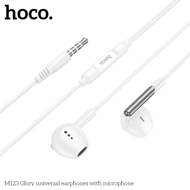 Hoco M123 Glory universal cho trải nghiệm âm thanh sắc nét, mic hỗ trợ gọi thoại