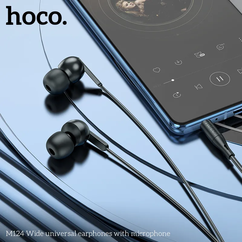 Tai nghe có dây 3.5mm Hoco M124 Wide universal thiết kế gọn nhẹ phù hợp nhiều thiết bị