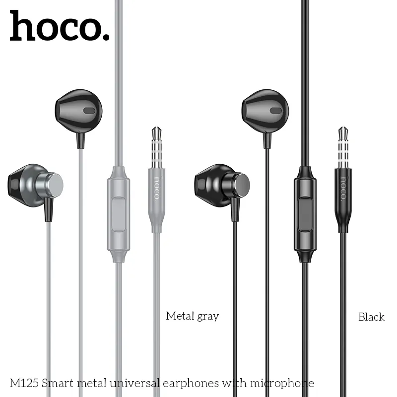 Tai nghe có dây 3.5mm Hoco M125 Smart metal universal thiết kế kim loại bền bỉ, dễ dàng kết nối mọi thiết bị