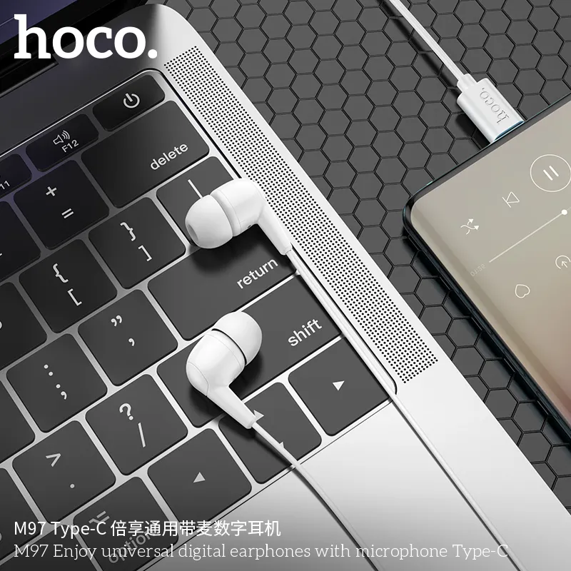 Tai nghe có dây Type-C Hoco M97 Enjoy Universal Digital thiết kế thời trang, chất liệu ABS+TPE bền bỉ