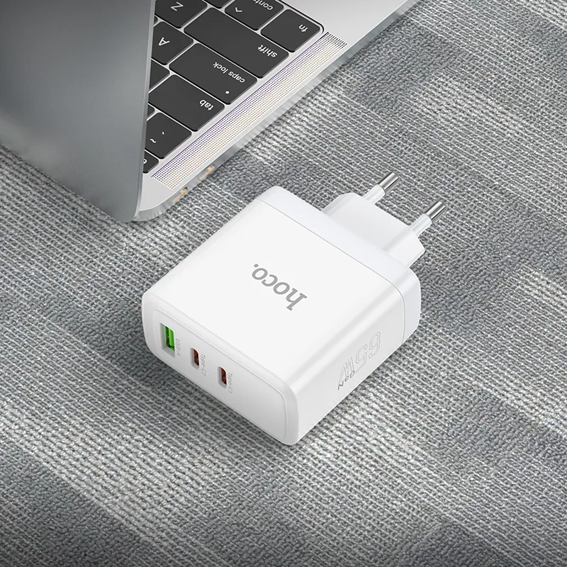 Đóng gói gọn nhẹ kèm hướng dẫn sử dụng của Củ Sạc PD65W GaN Hoco N30 Glory
