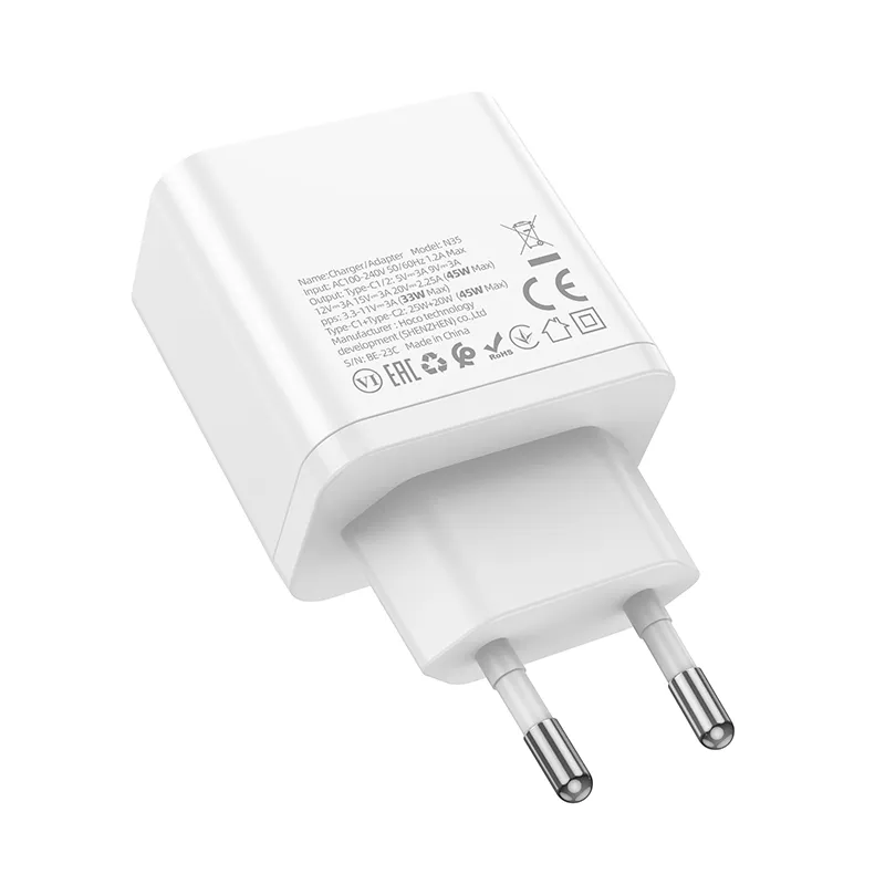 Củ Sạc PD45W GaN Hoco N35 Streamer (EU) thương hiệu Hoco uy tín phân phối chính hãng tại Việt Nam