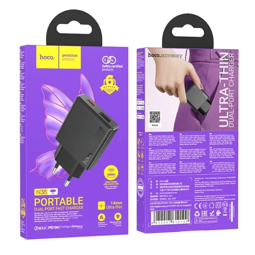 Củ Sạc PD20W+QC3.0 Hoco N38 Delgado (EU)