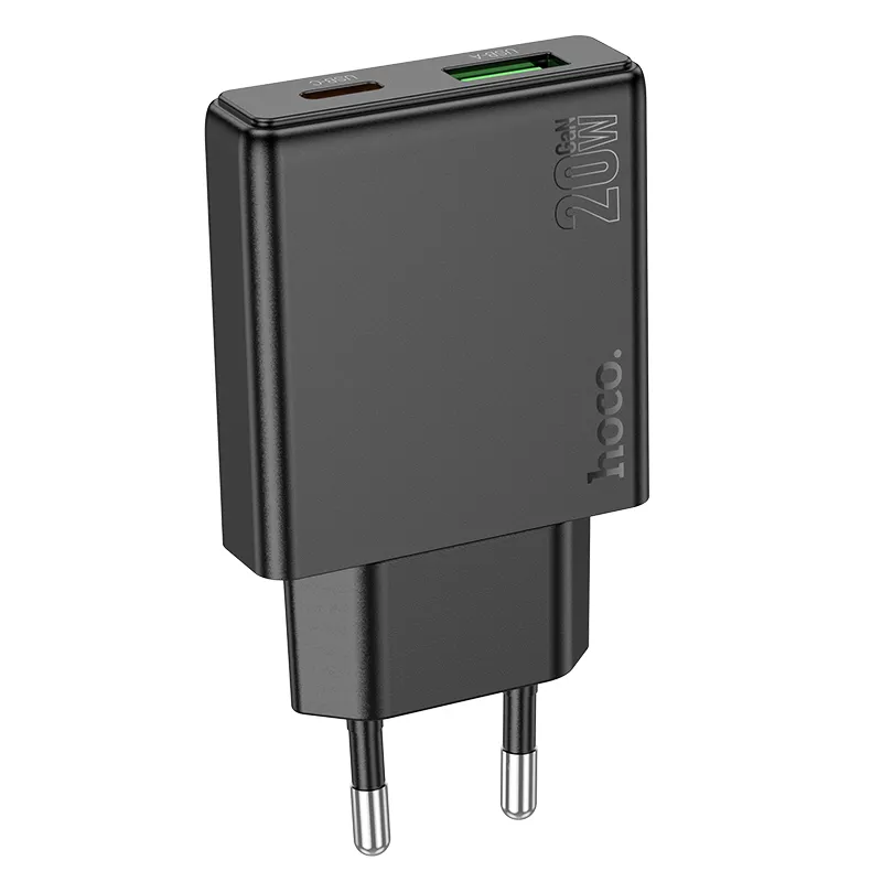 Củ Sạc PD20W+QC3.0 Hoco N38 Delgado kiểu dáng hiện đại màu trắng thanh lịch