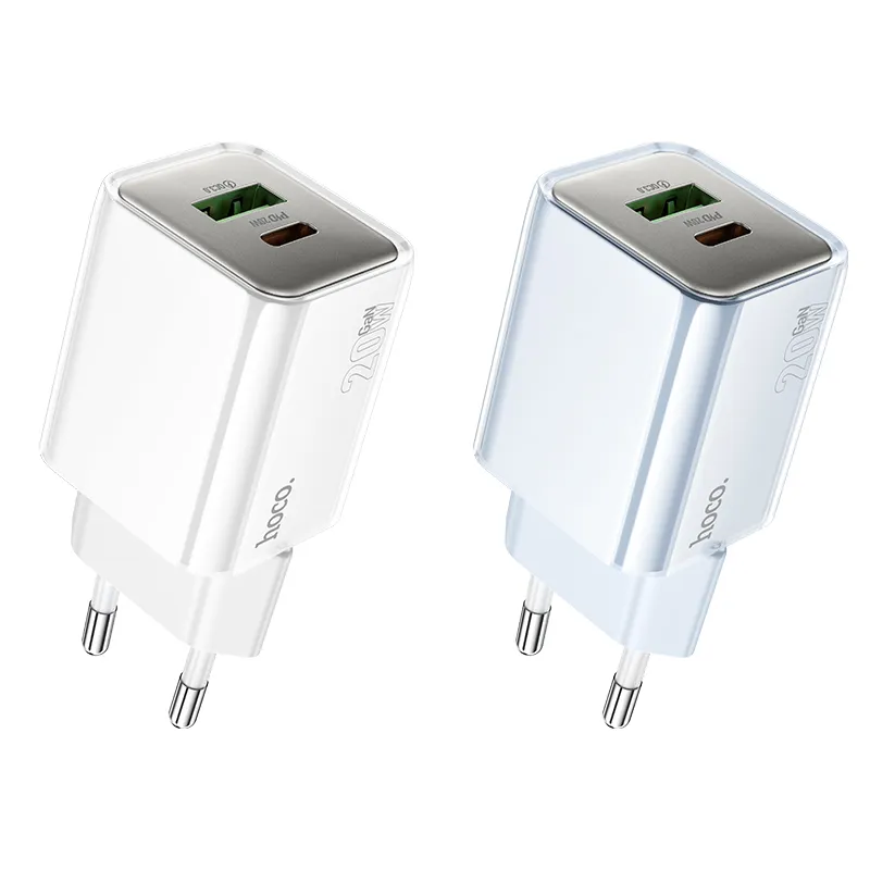 Củ Sạc PD20W+QC3.0 Hoco N46 Glorious (EU) thiết kế nhỏ gọn, màu trắng tinh tế