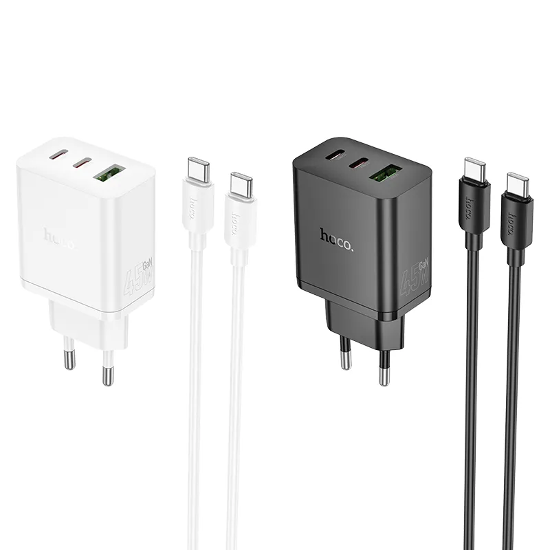 Bộ Sạc Kèm Dây C to C Hoco N50 Scenery PD45W (EU) thiết kế hiện đại tiện lợi, chất liệu PC chống cháy an toàn