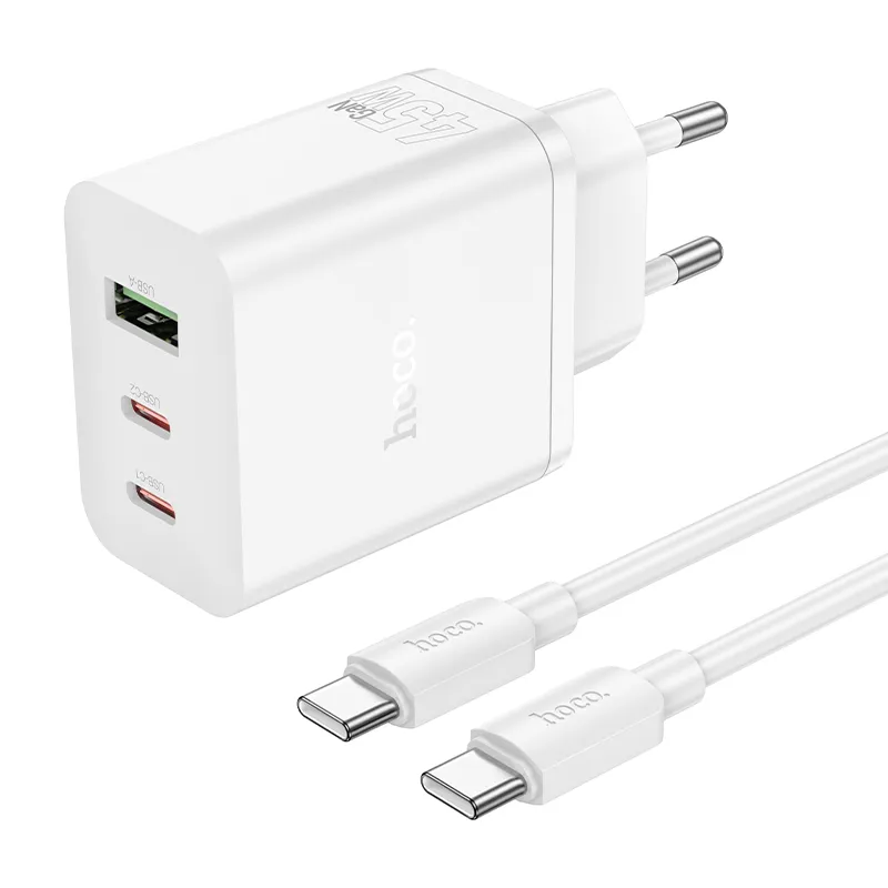 Bộ Sạc Hoco N50 PD45W với thiết kế nhỏ gọn màu trắng sang trọng