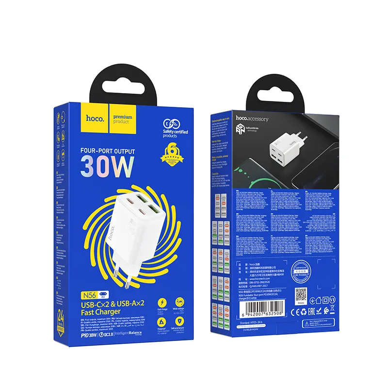 Củ Sạc PD30W Hoco N56 Fundador (EU) đa năng, sạc nhanh tiện lợi
