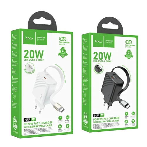 Củ Sạc PD20W Hoco N57 Full Với Dây Rút (EU)