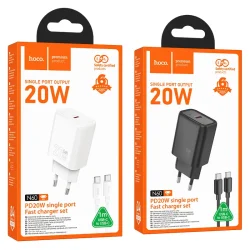 Bộ Sạc Kèm Dây C to C Hoco N60 Gentle PD20W (EU)