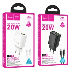 Bộ Sạc Kèm Dây C to C Hoco N61 Gentle PD20W+QC3.0 (EU)