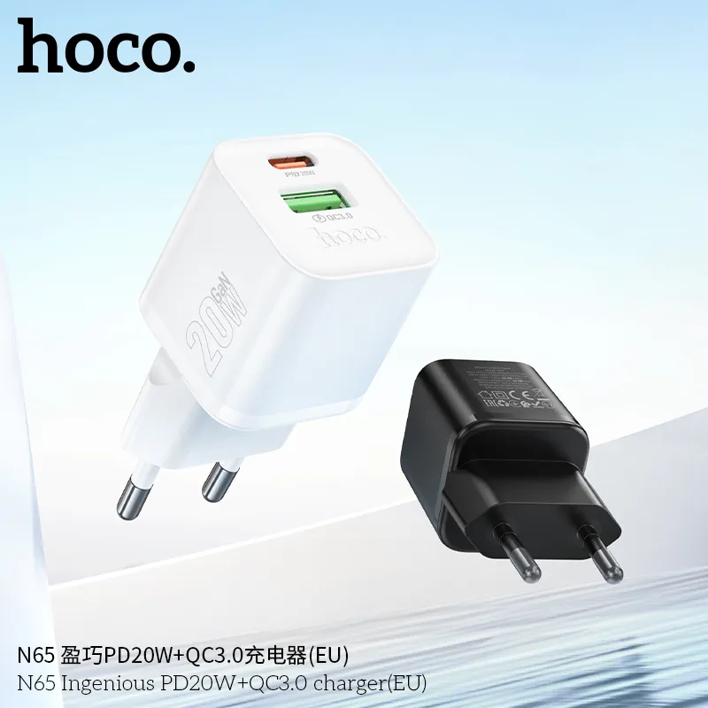 Củ sạc PD20W+QC3.0 Hoco N65 Ingenious EU thiết kế hiện đại, hiệu suất cao