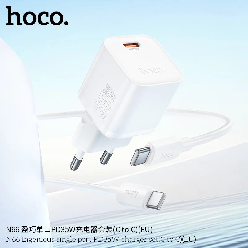 Bộ Sạc Kèm Dây C to C Hoco N66 Ingenious PD35W thiết kế nhỏ gọn tinh tế