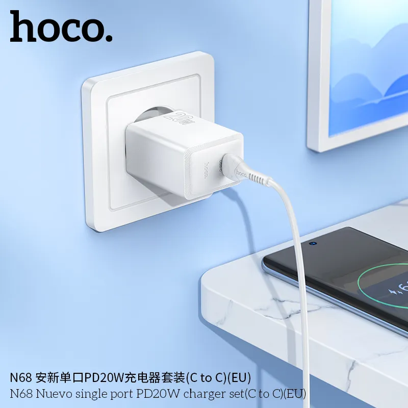 Thiết kế bộ sạc Hoco N68 Nuevo bền chắc bằng chất liệu PC chống cháy
