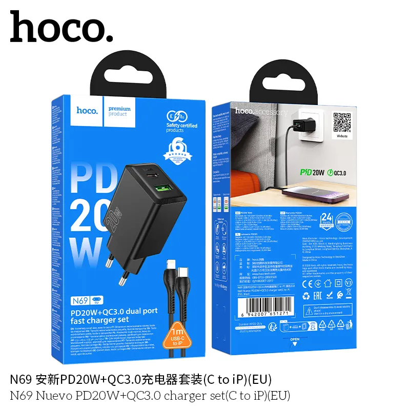 Đóng gói bộ sạc gồm củ sạc + cáp C to iP 1m tiện lợi