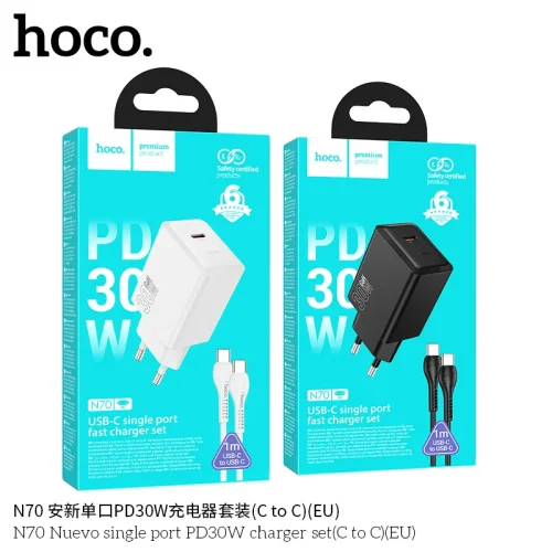 Bộ Sạc Kèm Dây C to C Hoco N70 Nuevo PD30W (EU)