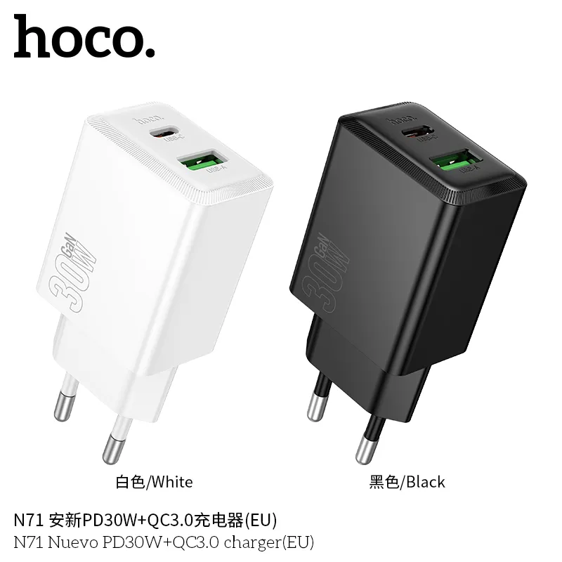 Tính năng chi tiết củ sạc PD30W+QC3.0 Hoco N71 Nuevo EU bảo vệ quá dòng, tương thích đa chuẩn