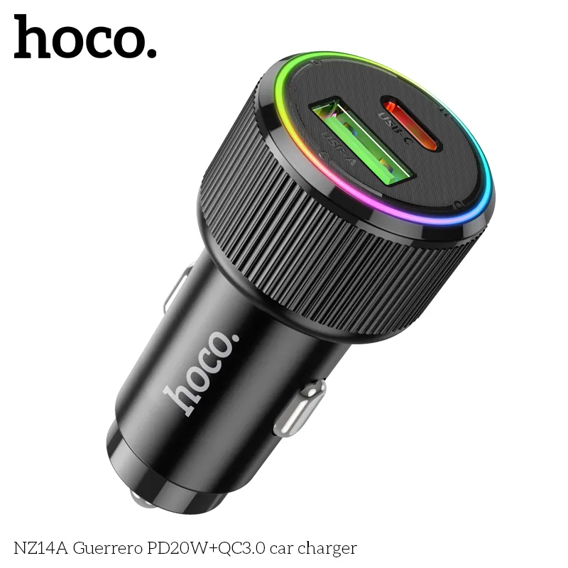 Thiết kế tẩu sạc Hoco NZ14A nhỏ gọn thời trang màu đen sang trọng