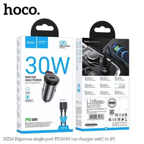 Tẩu Sạc Ô tô Hoco NZ16 Rigorous PD30W kèm dây C to iP