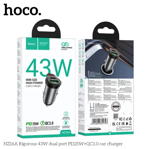 Tẩu Sạc Ô tô Hoco NZ16A Rigorous 43W PD25W+QC3.0