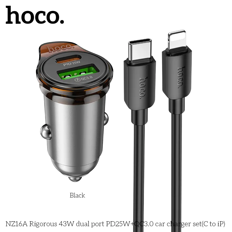 Tẩu sạc ô tô Hoco NZ16A Rigorous 43W thiết kế nhỏ gọn hiện đại
