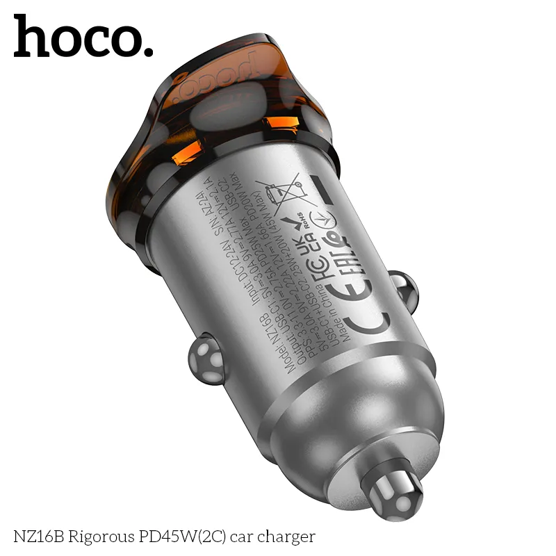 Công suất sạc nhanh 45W hỗ trợ PD/QC/FCP/AFC cho tẩu sạc Hoco NZ16B