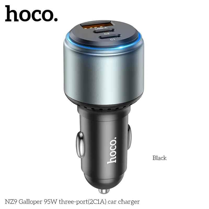 Tẩu Sạc Ô tô Hoco NZ9 Galloper 95W với thiết kế nhỏ gọn chắc chắn bền bỉ