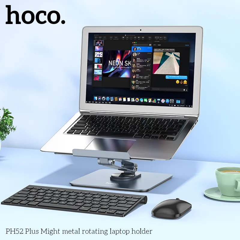 Giá Đỡ Hoco PH52 Plus Might kim loại xoay cho laptop đóng gói chắc chắn, đầy đủ phụ kiện