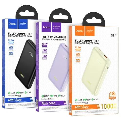 Pin Dự Phòng Hoco Q21 Great 22.5W+PD20W tương thích đầy đủ kèm màn hình hiển thị 10000mAh