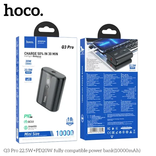 Pin Dự Phòng Hoco Q3 Pro 22.5W+PD20W tương thích đầy đủ 10000mAh