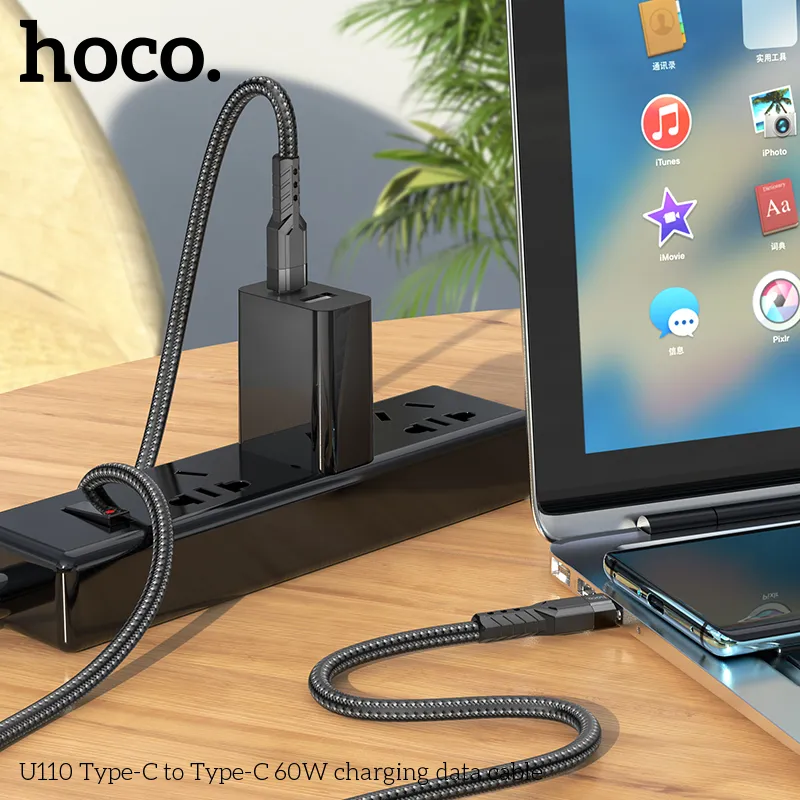 Cáp Sạc Type-C to Type-C Hoco U110 60W chất lượng cao bền bỉ