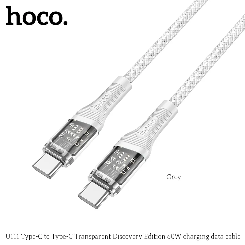 Cáp sạc Hoco U111 kiểu dáng nhỏ gọn với khớp nối nhựa trong suốt