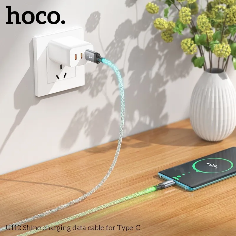 Cáp Sạc Type-C Hoco U112 Shine thiết kế hiện đại, bền bỉ, phù hợp mọi thiết bị