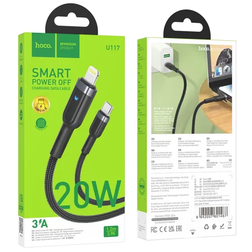 Cáp Sạc PD iP Hoco U117 Grand Intelligent Power-off