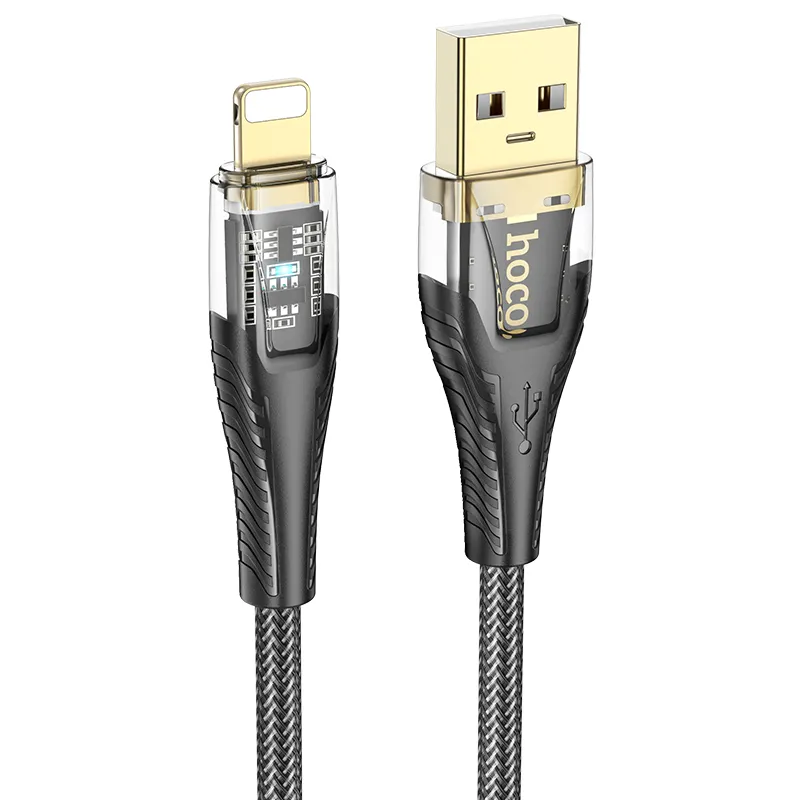 Cáp Sạc iP Hoco U121 Gold Standard Transparent Discovery Edition thiết kế thời thượng, bền bỉ và trong suốt