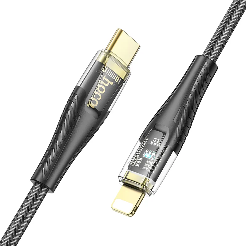 Cáp Sạc PD iP Hoco U121 với thiết kế dây bện chắc chắn, bền bỉ