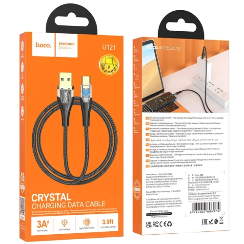 Cáp Sạc Type-C Hoco U121 Gold Standard Transparent Discovery Edition
