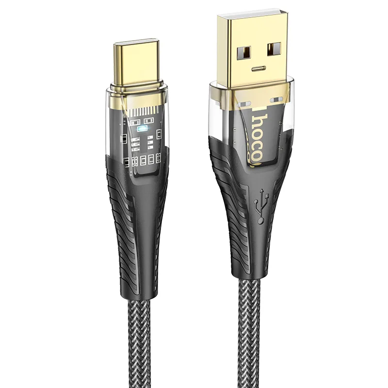 Cáp Sạc Type-C Hoco U121 Gold Standard thiết kế trong suốt hiện đại