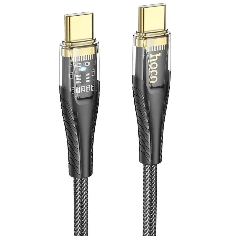 Cáp Sạc Type-C to Type-C Hoco U121 Gold Standard thiết kế trong suốt sang trọng